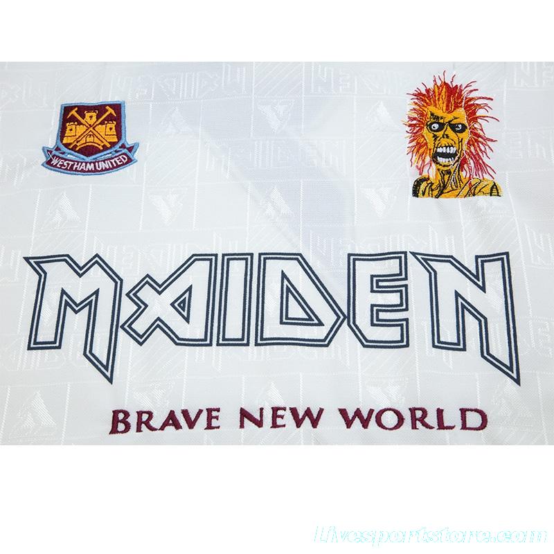 Retro 99/01 West Ham X Iron Maiden Away White Jersey