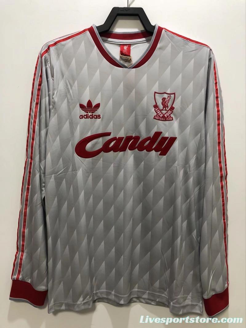 Retro 89/91 Long Sleeve Liverpool Away Soccer Jersey