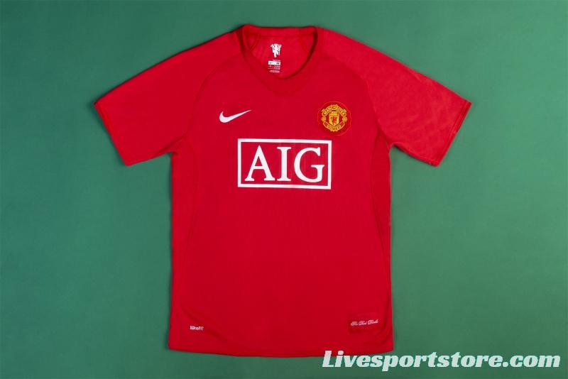 Retro 07/08 Manchester United Home Soccer Jersey