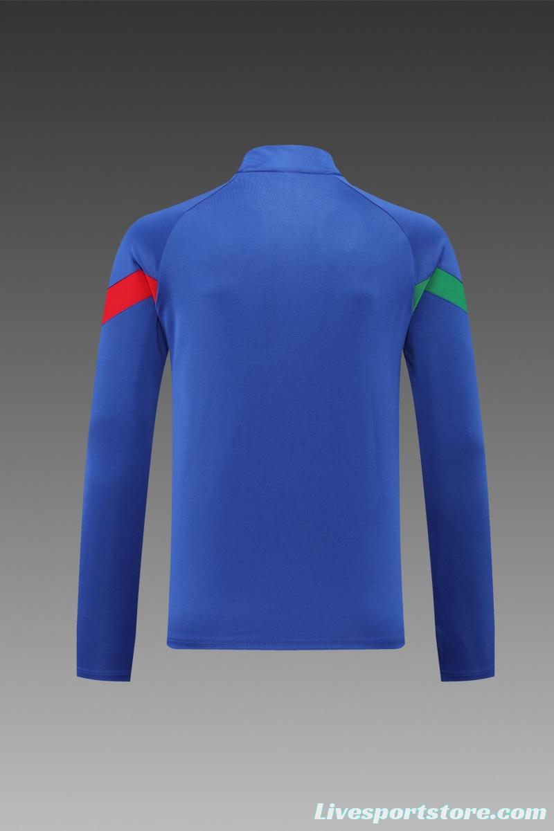 2022 Italy Blue Half Zipper Tracksuit