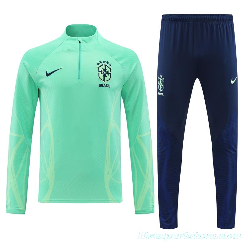 2022 Brazil Green Half Zipper Tracksuit