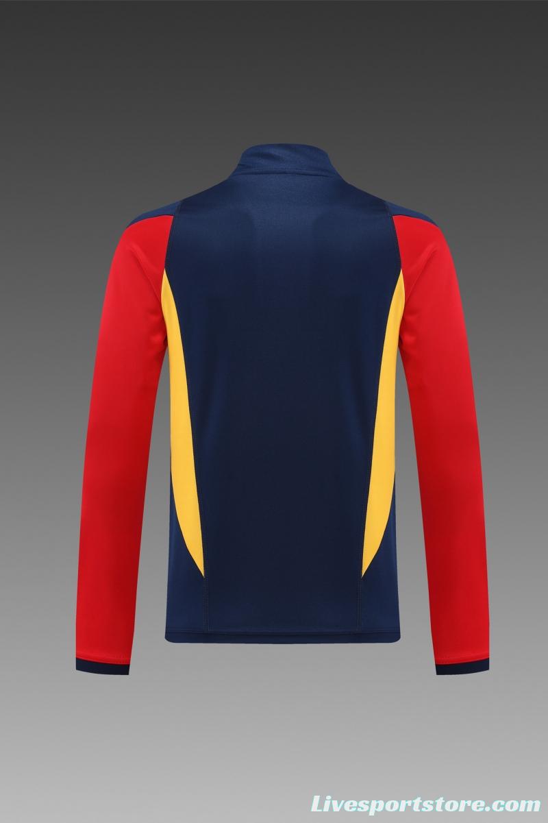 2022 Spain Navy Half Zipper Tracksuit