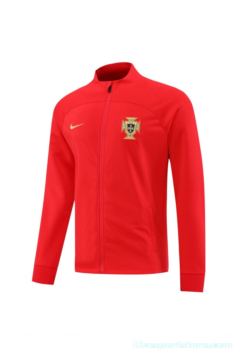 2022 Portugal Red Full Zipper Tracksuit