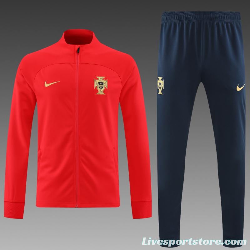 2022 Portugal Red Full Zipper Tracksuit