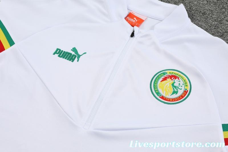 2022 Senegal White Half Zipper Tracksuit