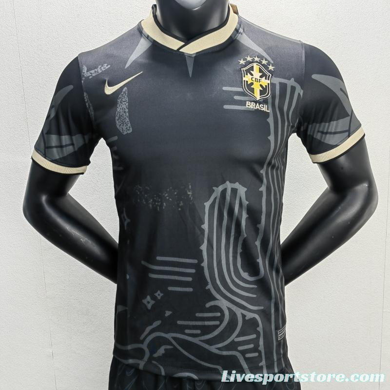 Fans Version 2022 Brazil Black Cactus Pattern Jersey