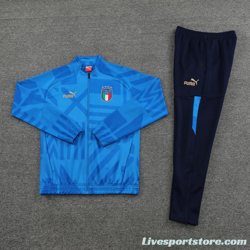 2022 Italy Blue Full Zipper Tracksuit