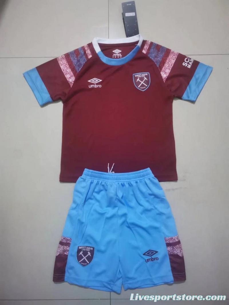 22/23 West ham Home Kids Jersey