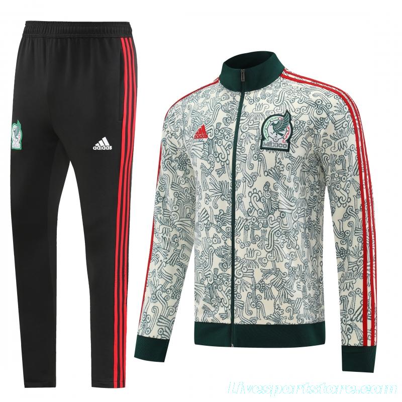 2022 Mexico Milk White Full Zipper Tracksuit