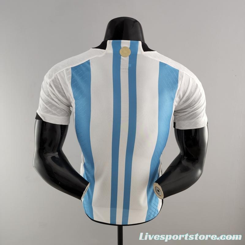 Player Version 2 Stars Argentina Home Final Match Jersey With Full Patch