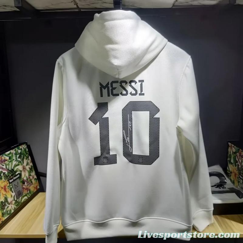 3 Stars Argentina Messi White Hoodie