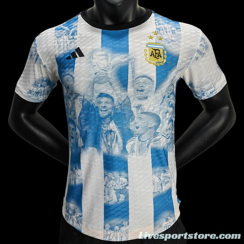 Player Version 3 Stars 2022 Argentina Campeones Mundo Home Special Jersey