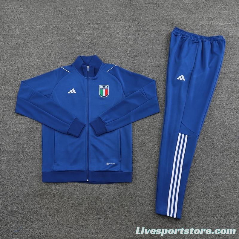 2022 Italy Navy Full Zipper Tracksuit