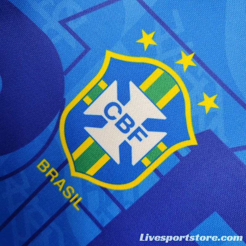 Retro 1992 Brazil Away Blue Jersey