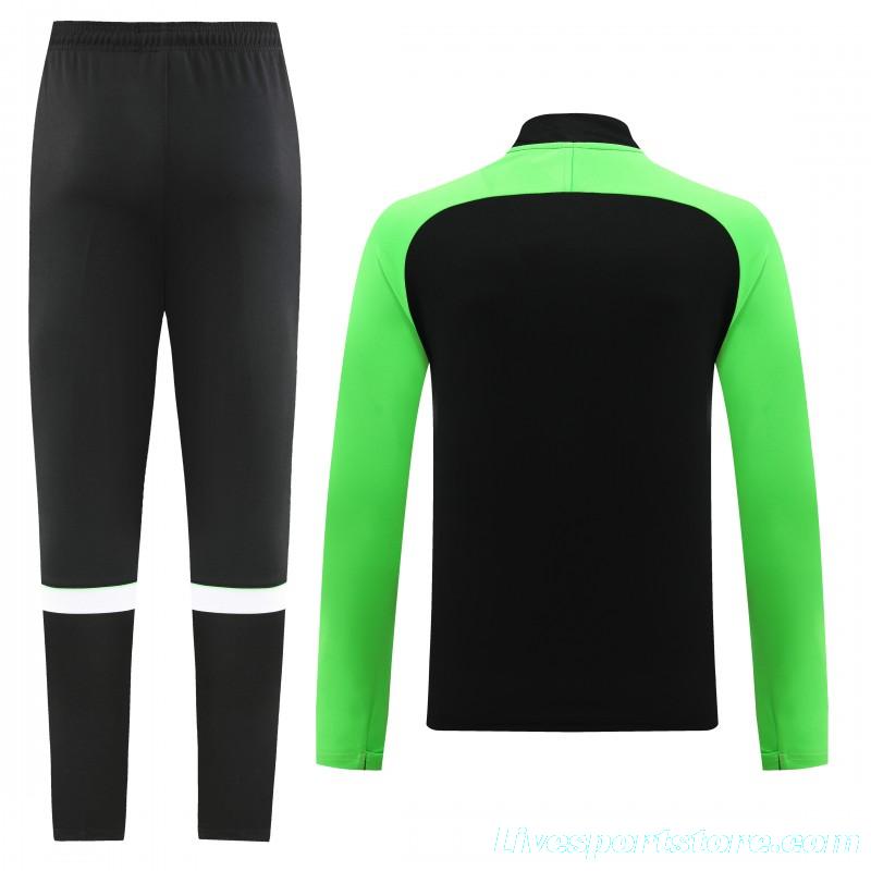 2023 NIKE Black Green Half Zipper Jacket +Pants