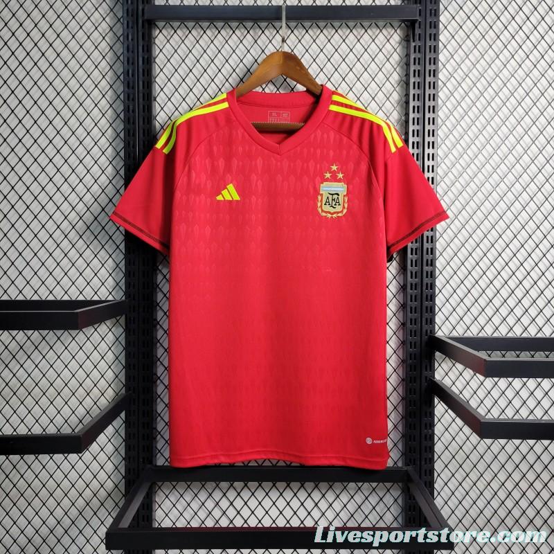 3 Star 2023  Argentina Red Goalkeeper Jersey