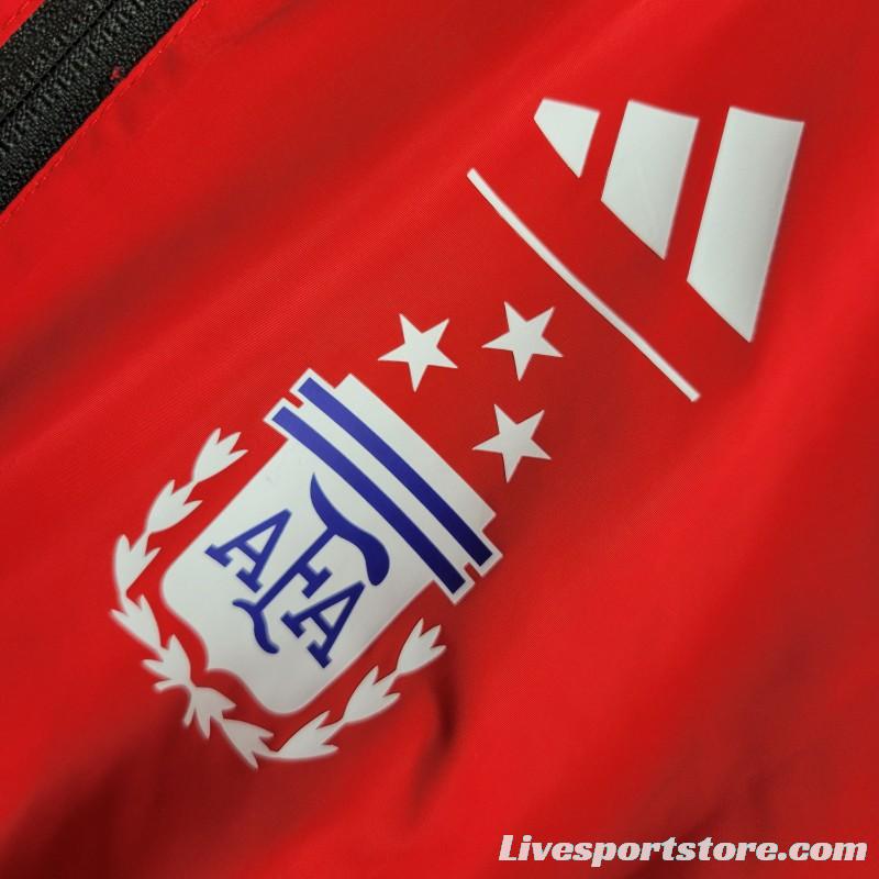 2023 Reversible 3-star Argentina Red/Black Windbreaker