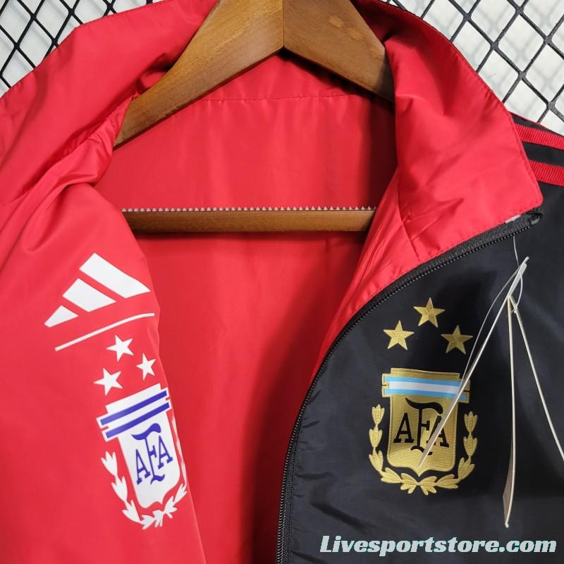 2023 Reversible 3-star Argentina Red/Black Windbreaker