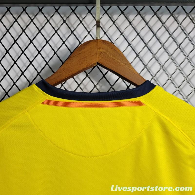 Long Sleeve Retro 08/09 Barcelona Away Yellow Jersey