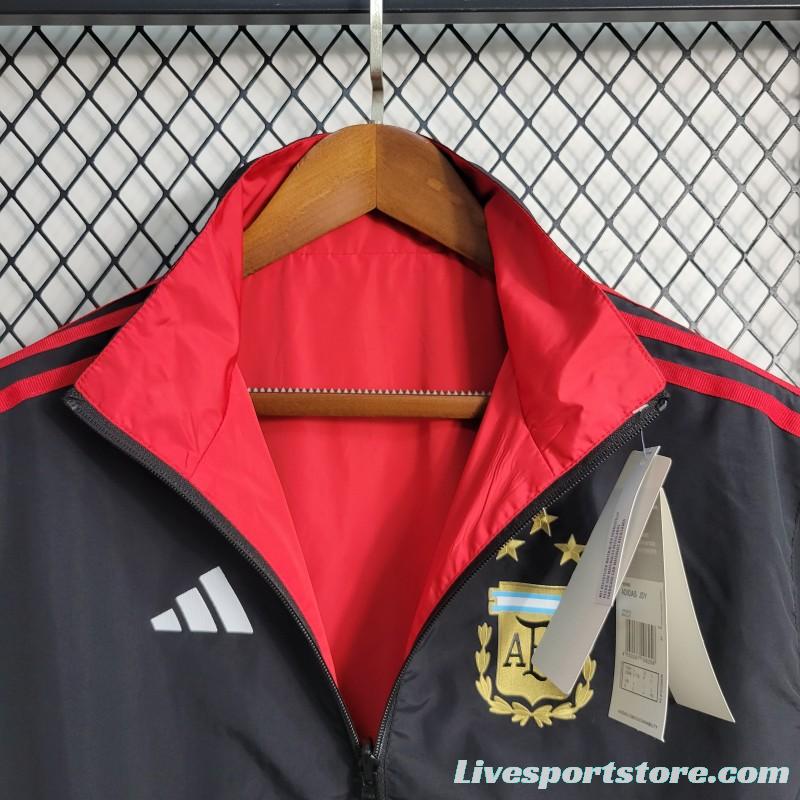 2023 Reversible 3-star Argentina Red/Black Windbreaker