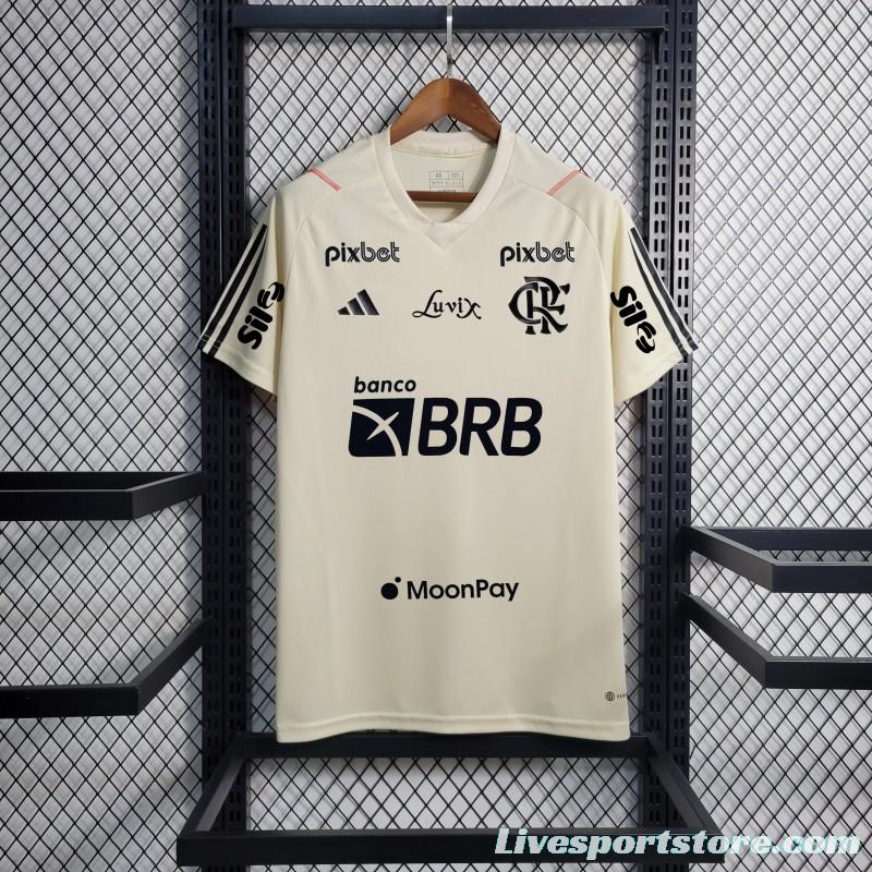 23/24 Flamengo Beige Training Jersey +Full Sponsors