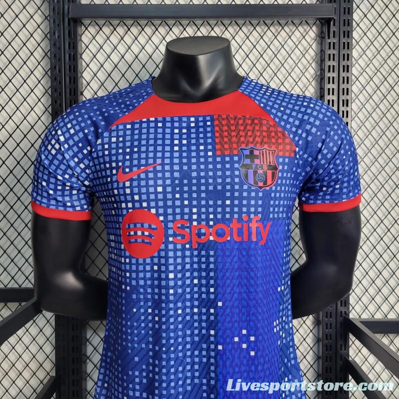 Player Version 23-24 Barcelona Blue Training Jersey Shirt