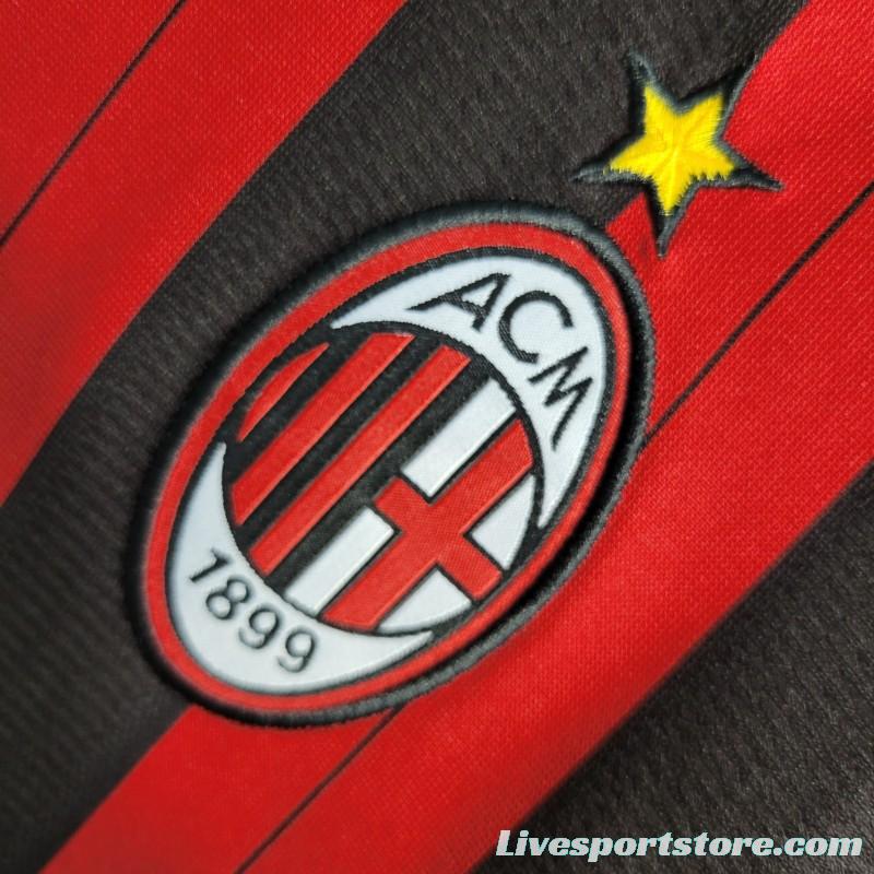 Retro Long Sleeve 2013-14 AC Milan Home Jersey