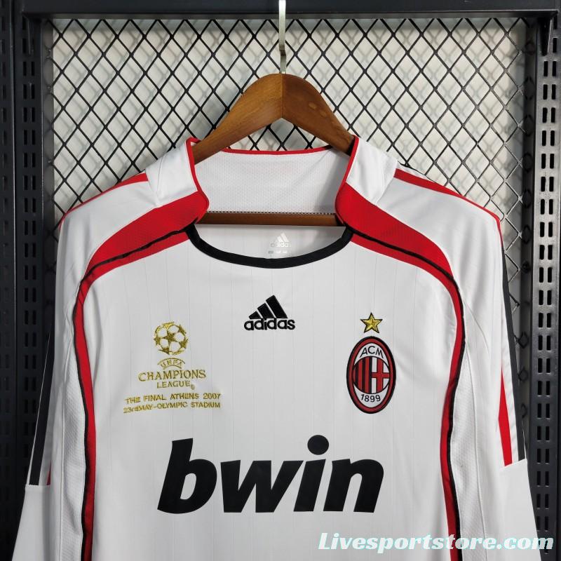 Retro Long Sleeve 2006-07 AC Milan Away White Jersey