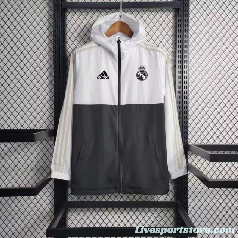 23/24 Real Madrid  White Black Windbreaker