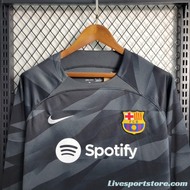 23-24 Long Sleeve Barcelona Black Goalkeeper Jersey