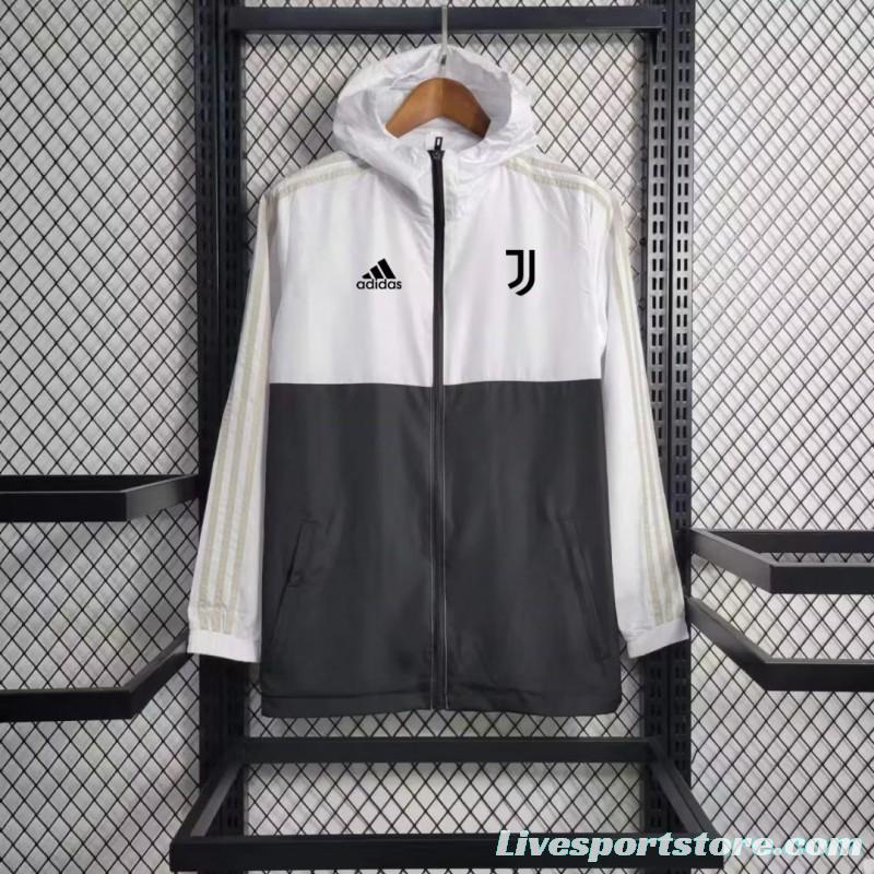 23/24 Juventus White Black Windbreaker