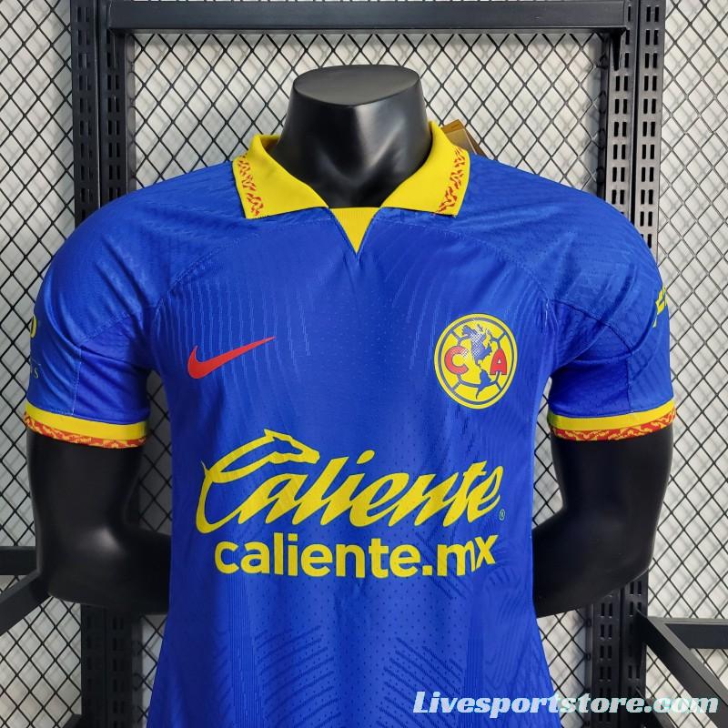 Player Version 23-24 Club America Away Blue Jersey