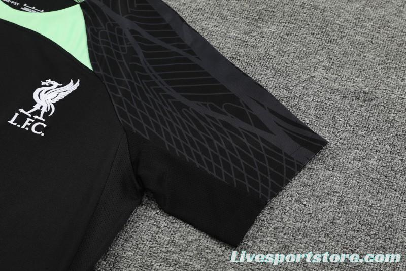 23-24 Liverpool Black Green Short Sleeve+Shorts