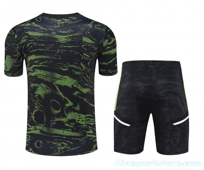 23-24 Manchester United Black Green Short Sleeve+Shorts