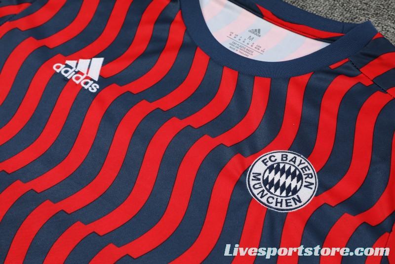 23-24 Bayern Munich Red/Blue Stripe Short Sleeve+Shorts