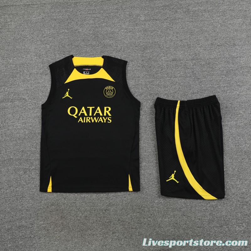 23-24 PSG Black Vest Jersey+Shorts