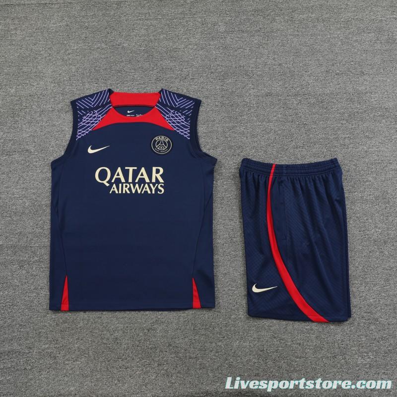 23-24 PSG Navy Vest Jersey+Shorts