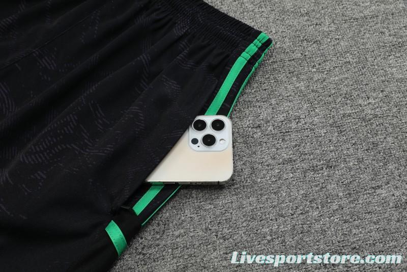 23-24 Real Madrid Black Green Pattern Short Sleeve+Shorts