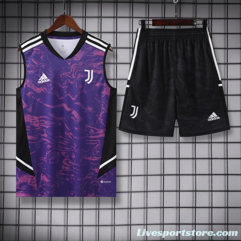 23-24 Juventus Purple Vest Jersey+Shorts