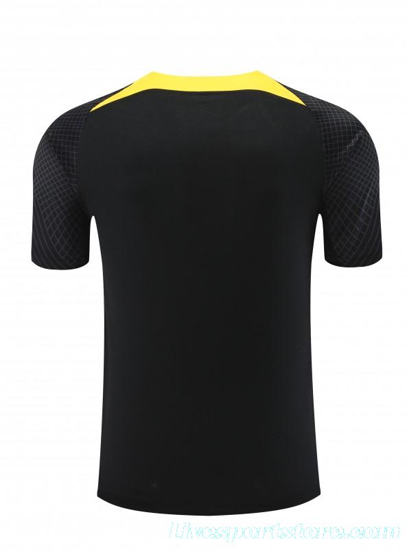 23-24 PSG Black Yellow Short Sleeve+Shorts