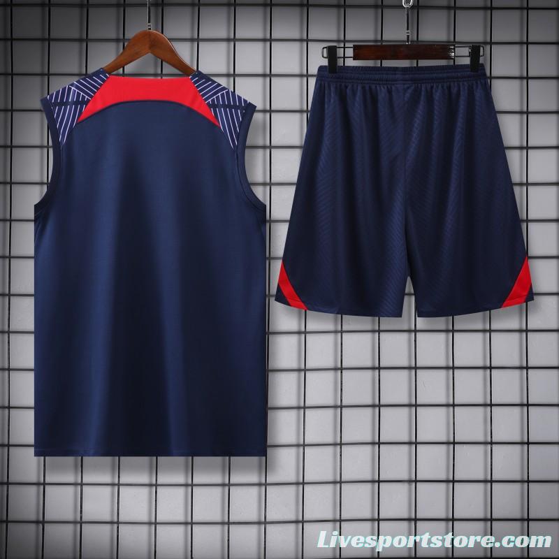 23-24 PSG Navy Vest Jersey+Shorts