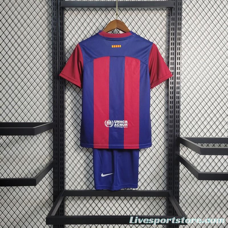 23-24 KIDS Barcelona Home Jersey Size 16-28