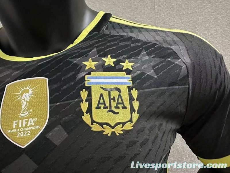 Player Version 2023 Argentina Black Special Jersey With Champion Patch