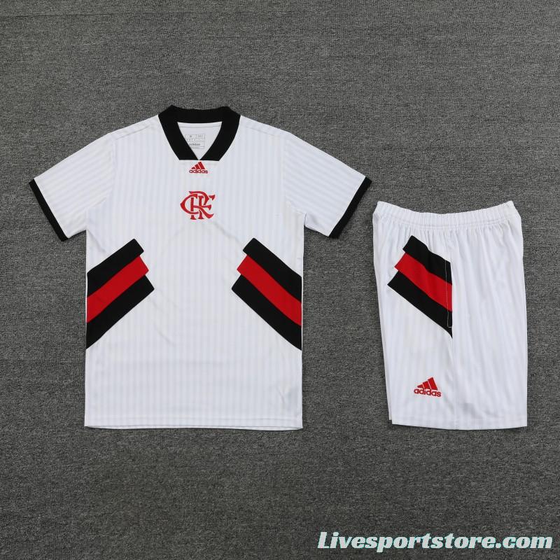 23-24 Flamengo White Remake Icon White Short Sleeve Jersey+Shorts