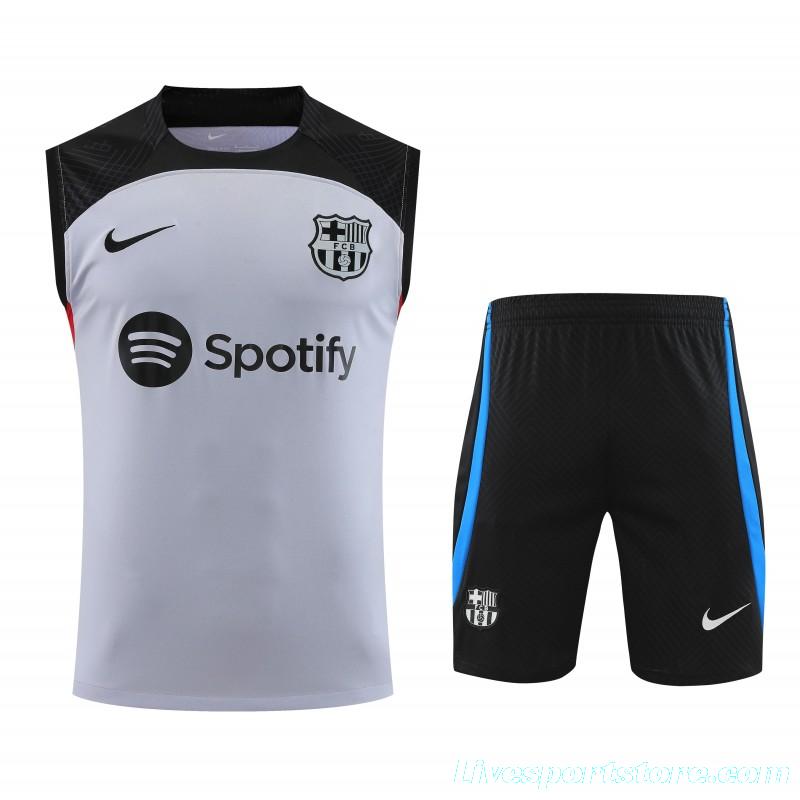 23-24  Barcelona Grey Black Vest Jersey+Shorts