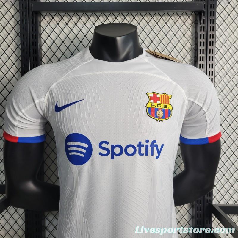 Player Version 23-24 Barcelona Away Grey Jersey