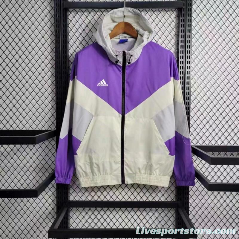 23-24 Adidas White Purple Windbreaker