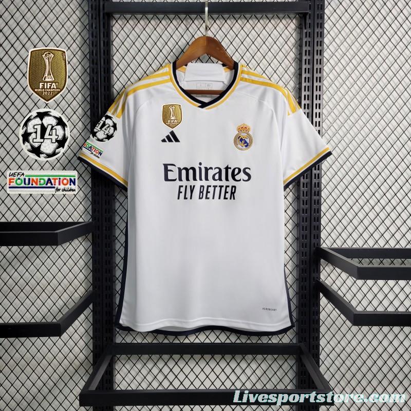 23-24 Real Madrid Home Jersey With Full Champion Patches