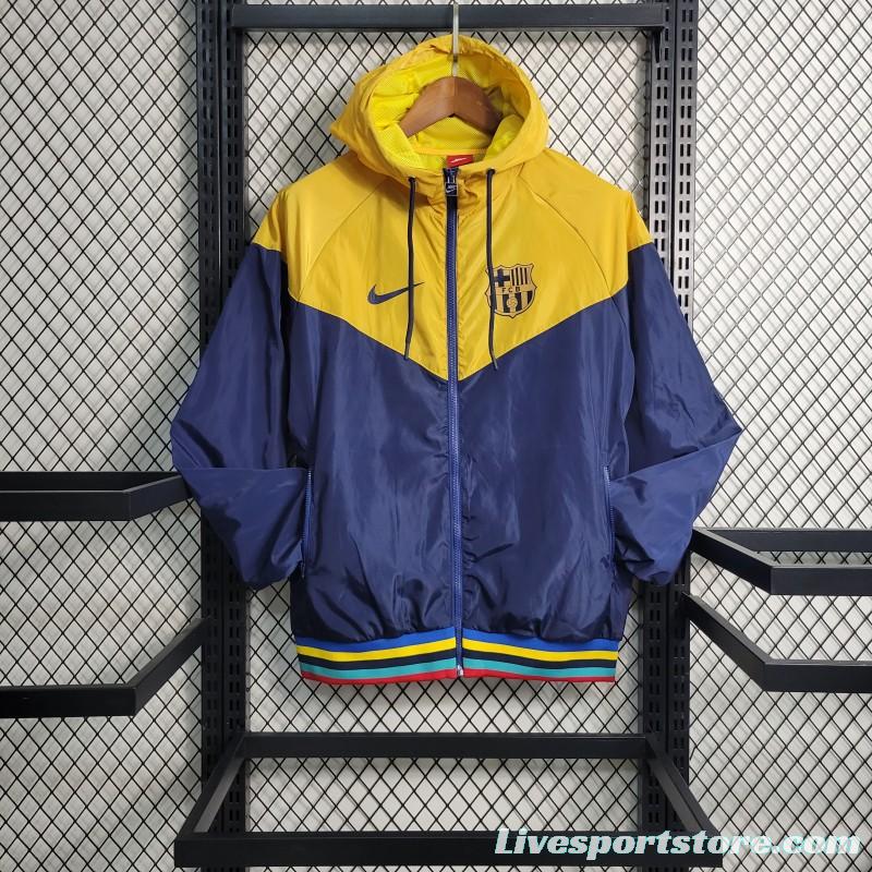 23-24 Barcelona Royal Blue Yellow Windbreaker