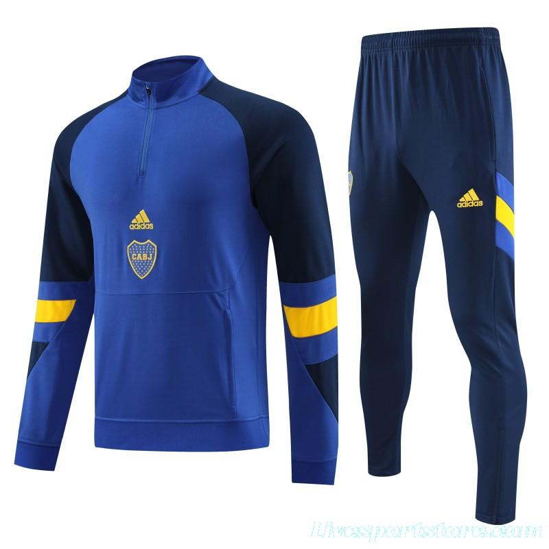 23/24 Boca Juniors Blue Black Half Zipper Hoodie Jacket +Pants